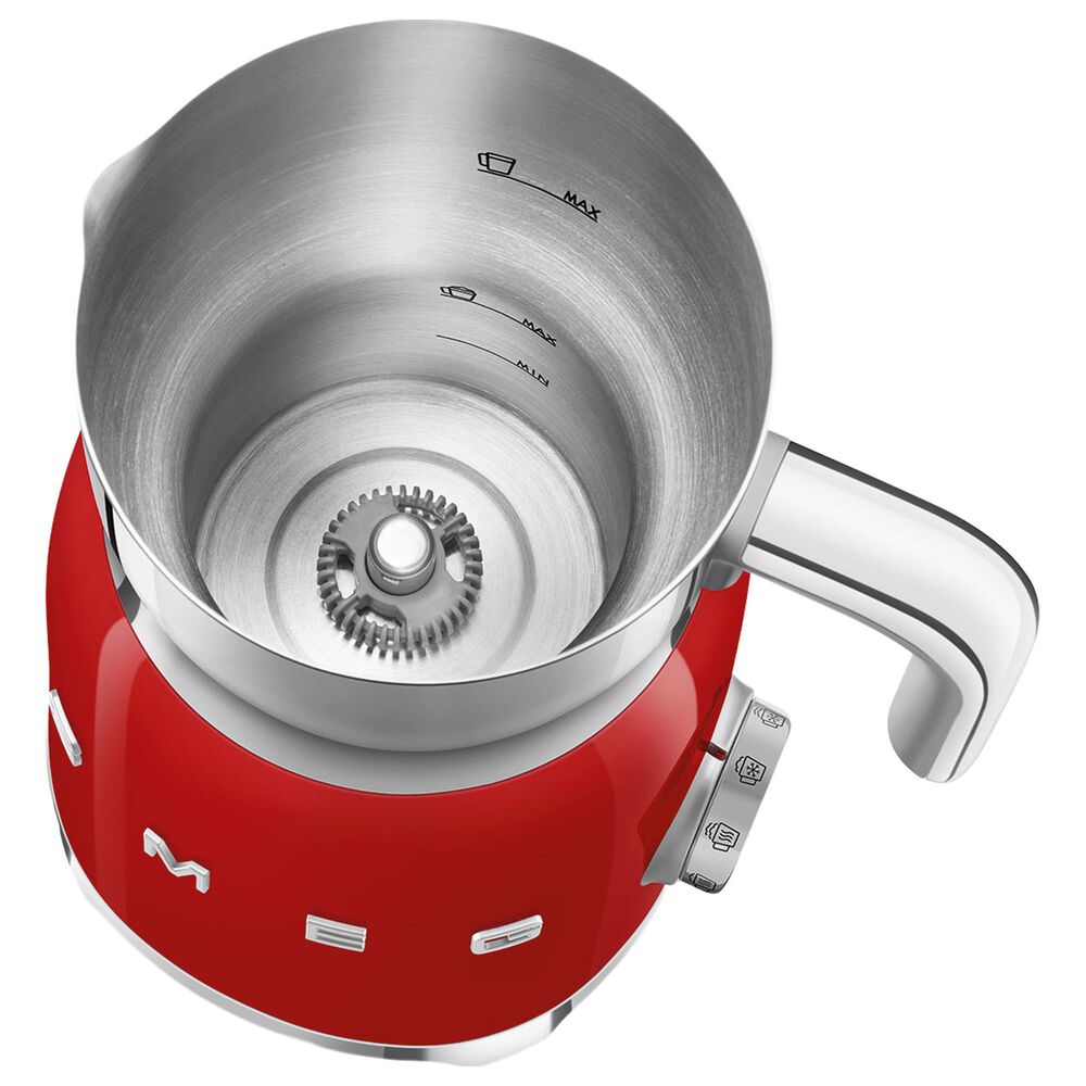 Smeg 20 Oz Retro Style Milk Frother in Red and Polished Chrome, , large