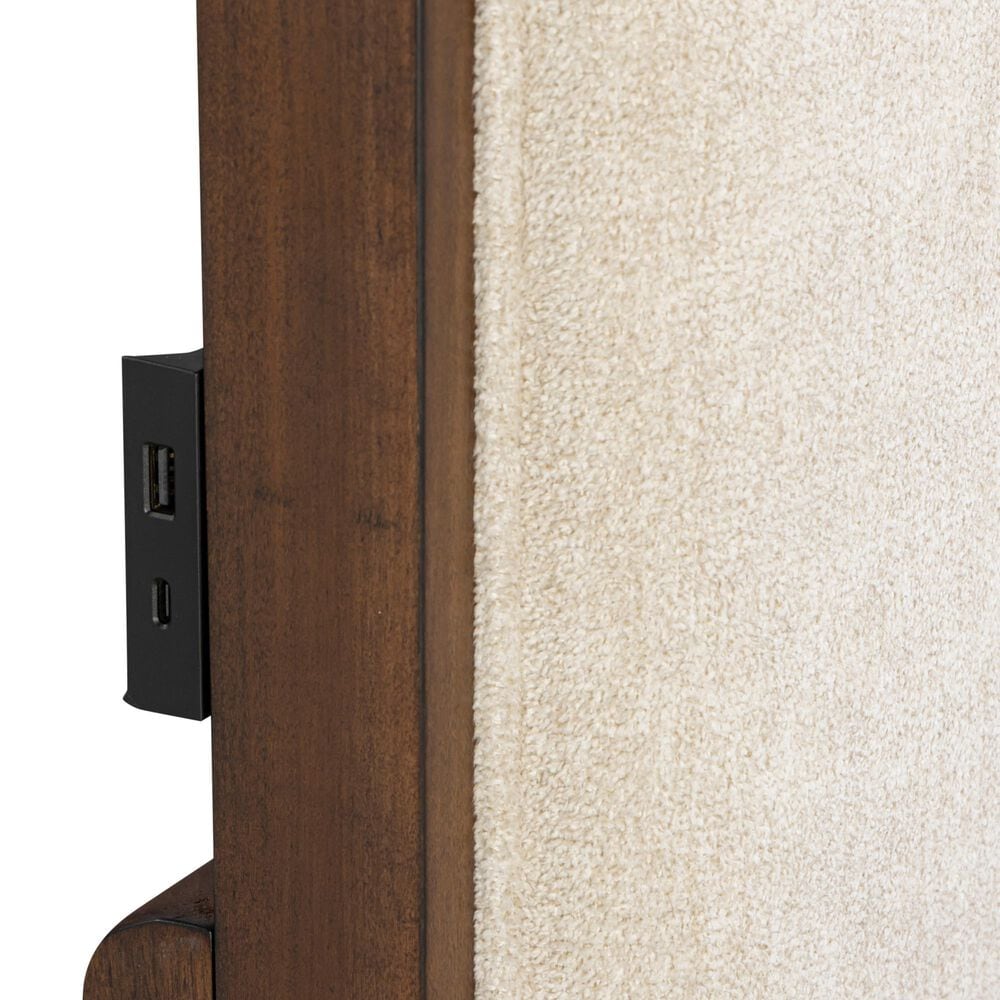 Riva Ridge Jasper King Upholstered Panel Bed in Modern Walnut, , large