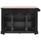 HOMLUX 53" Kitchen Island with Two Tempered Glass Cabinet Door in Black, , large