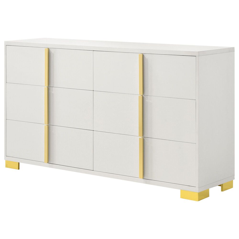 Pacific Landing Marceline 6-Drawer Dresser in White and Gold, , large