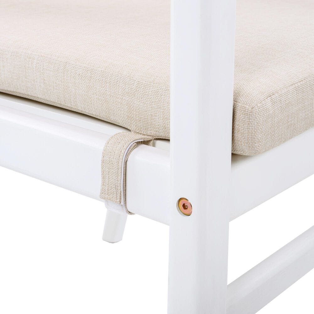 Hearth and Haven Outdoor Dining Chair with Rope Design Back and White Frame in Beige (Set of 2), , large