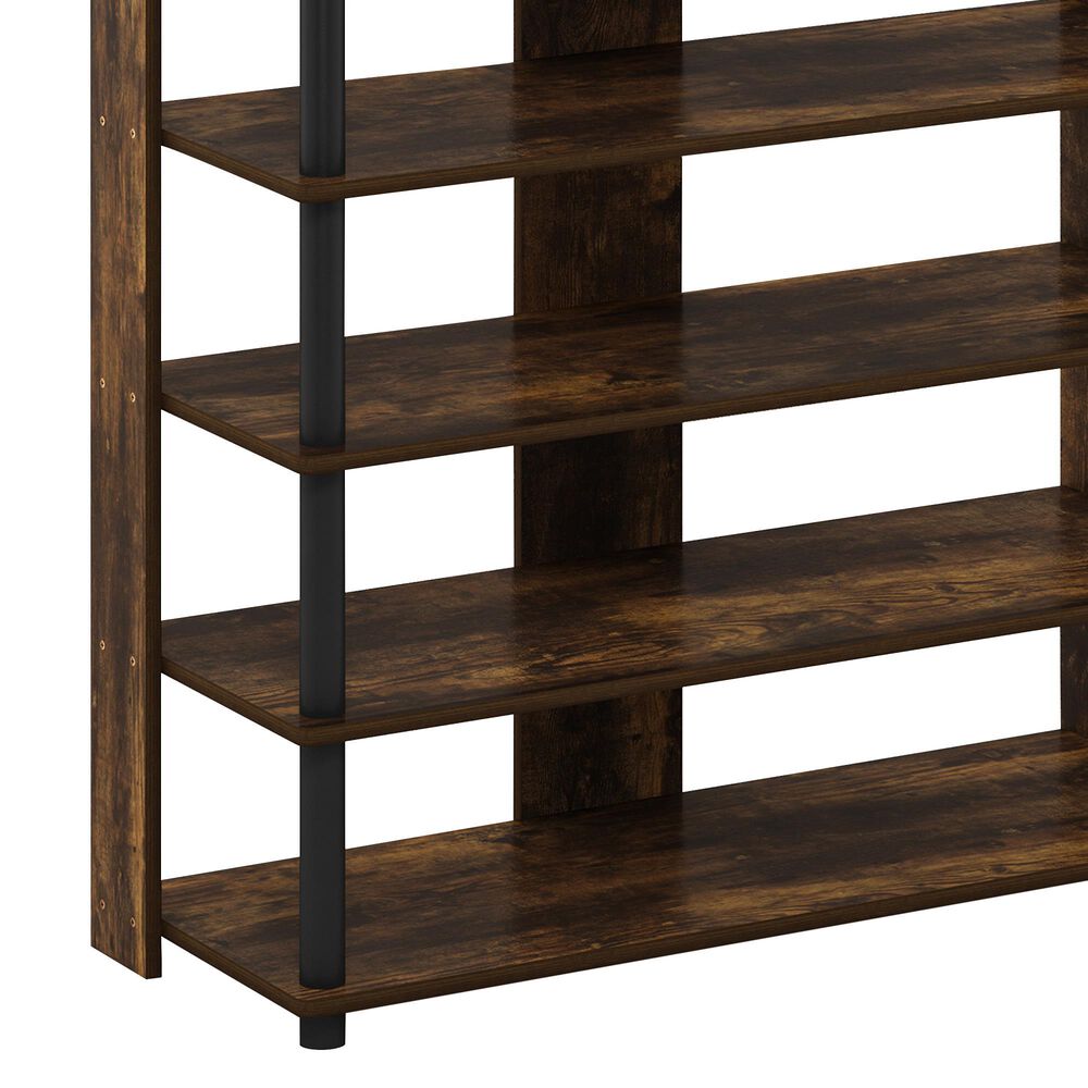 HOMLUX 5-Tier Shoe Rack in Amber Pine and Black, , large