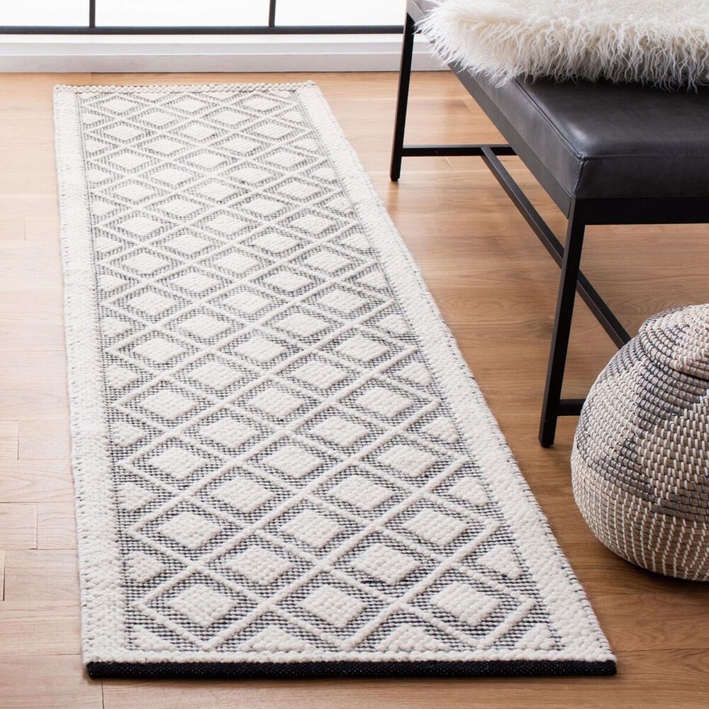 Safavieh Natura NAT475A 2&#39;3&quot; x 8&#39; Ivory and Black Runner, , large