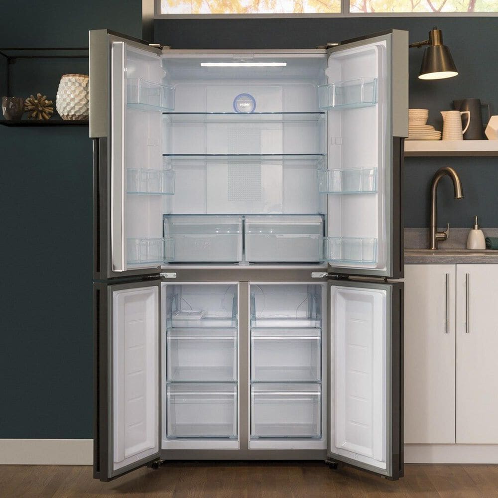 Haier 16.4 Cu. Ft. Counter Depth Quad Door Refrigerator in Stainless Steel, , large