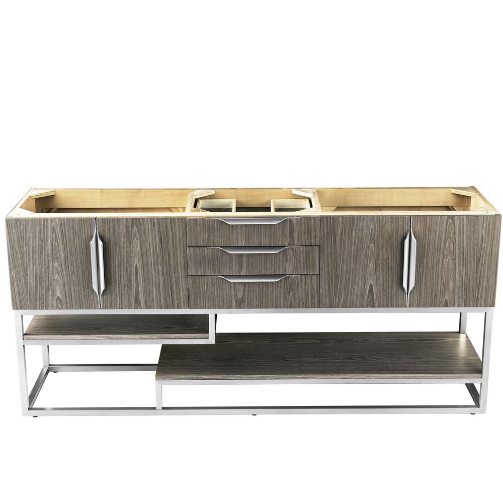 James Martin Columbia 72" Double Bathroom Vanity Cabinet in Ash Gray and Brushed Nickel, , large