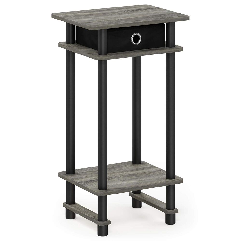 HOMLUX Turn-N-Tube Tall End Table in French Oak and Black, , large