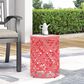 Hearth and Haven Outdoor End Table with Floral Pattern in Coral, , large