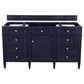James Martin Vanities Brittany 60" Single Bathroom Vanity in Victory Blue with 3 cm Ethereal Noctis Quartz Top and Rectangle Sink, , large