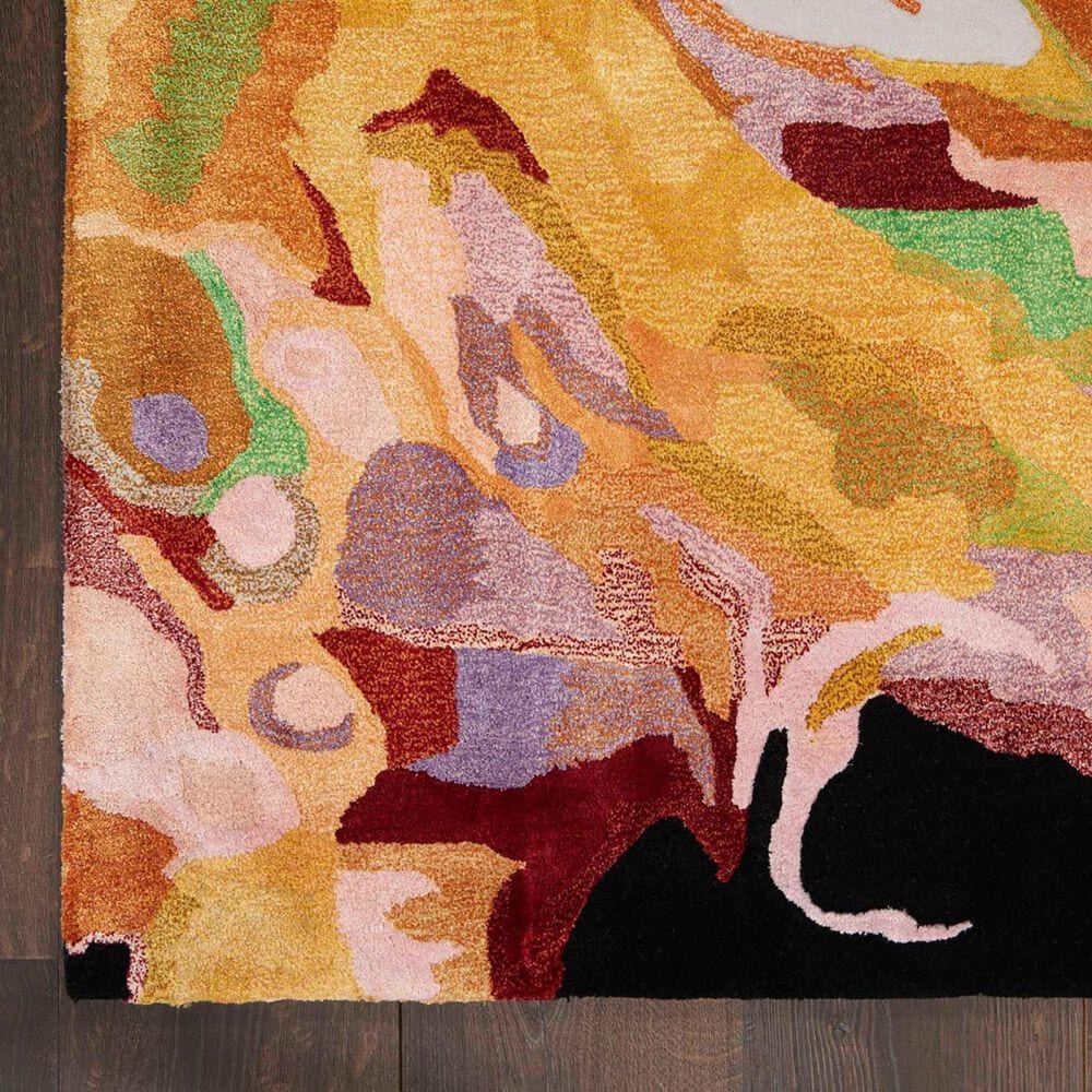 Nourison Prismatic 5&#39;6&quot; x 7&#39;5&quot; Golden Yellow, Ivory, Pink, Red, Purple, Grey and Black Area Rug, , large