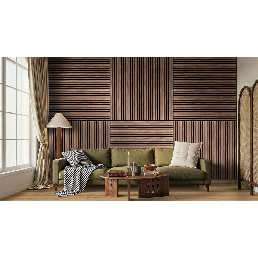 MS International Acoustic Wood Slat Sable 24" x 48" Wall Panels, , large