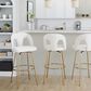 LumiSource Ava Swivel Bar Stool with Snow White Fabric Upholstery in Gold (Set of 2), , large