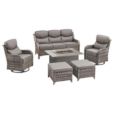 Sunwell Garden 6-Piece Fire Pit Set in Gray, , large
