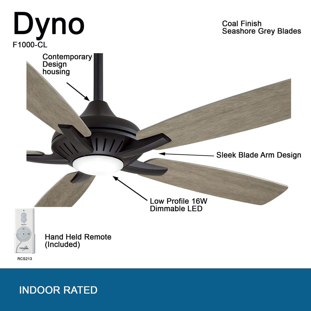Minka-Aire Dyno 52" Ceiling Fan with Seashore Grey Blades in Coal, , large
