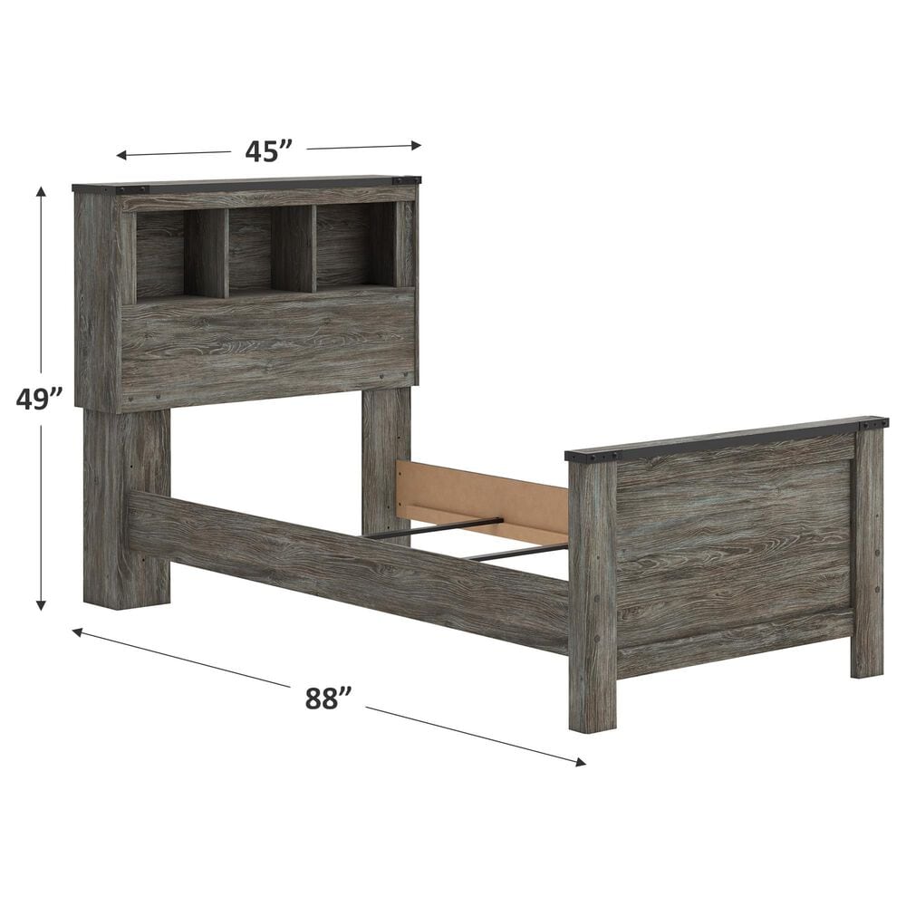 Ashley Frandern Twin Bookcase Panel Bed in Warm Gray, , large