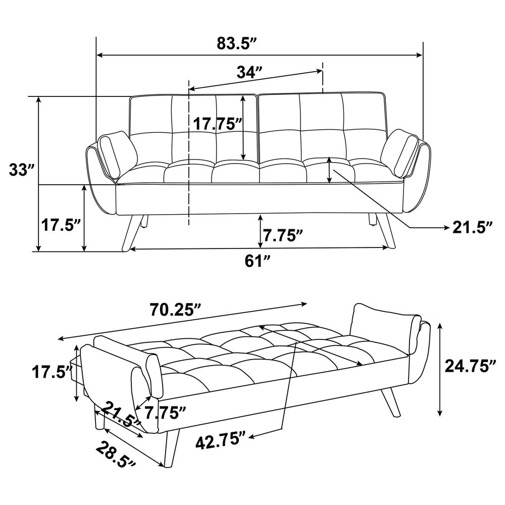 Pacific Landing Caufield Stationary Convertible Sofa Bed in Grey, , large