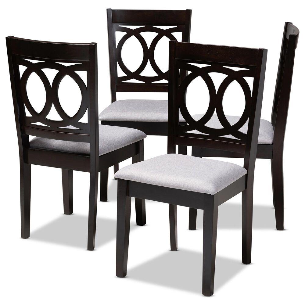 Baxton Studio Lenoir Side Chair with Gray Cushion in Espresso Brown (Set of 4), , large