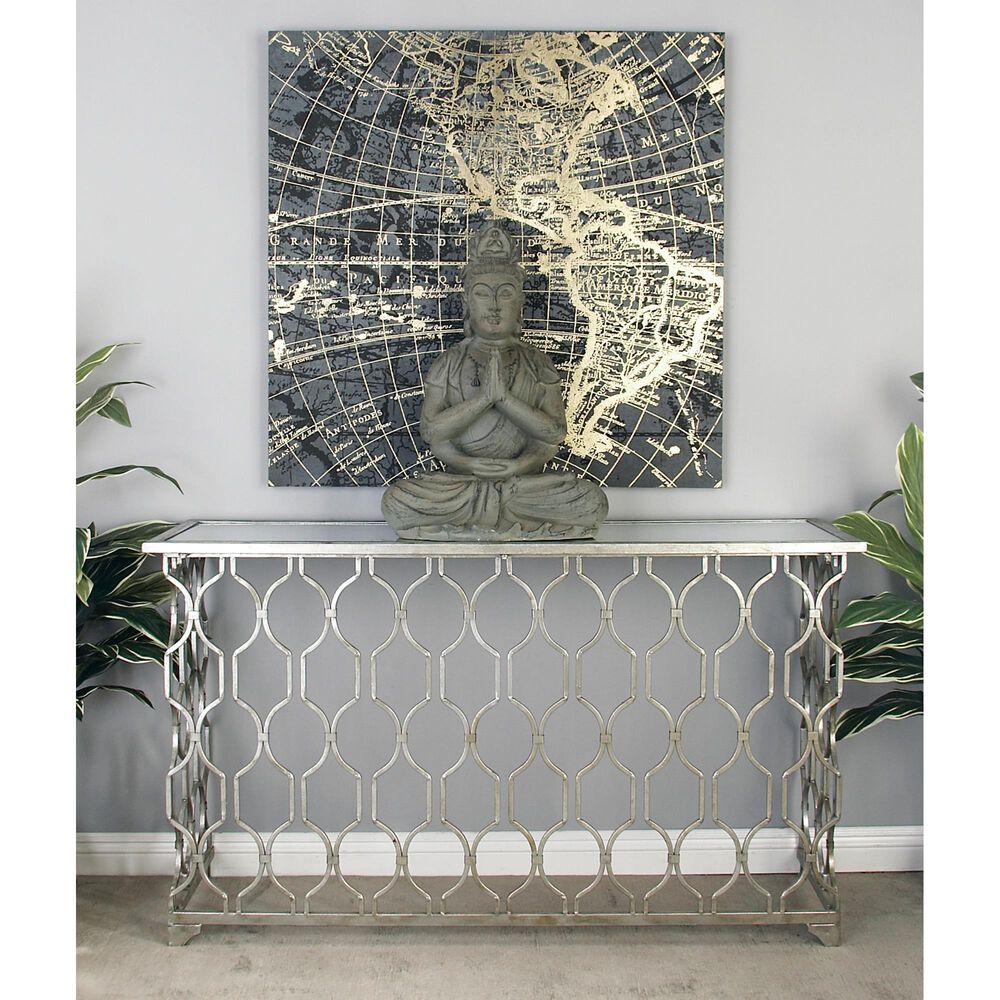 Maple and Jade Frame Console Table in Silver, , large