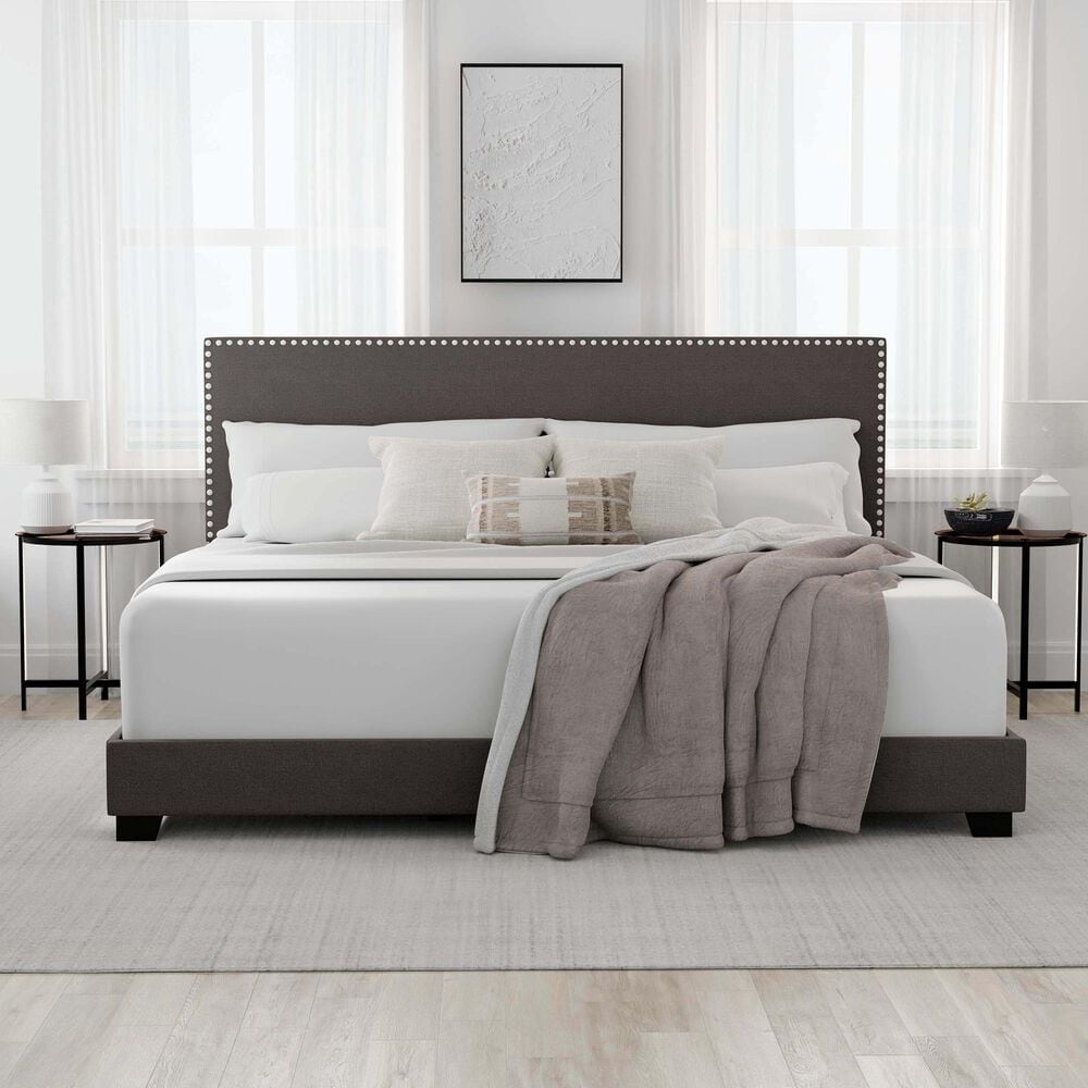 Richlands Furniture Willow King Upholstered Panel Bed in Charcoal, , large