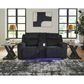 Ashley Forest Lake Power Reclining Loveseat with Console and Adjustable Headrest in Black Velvet, , large