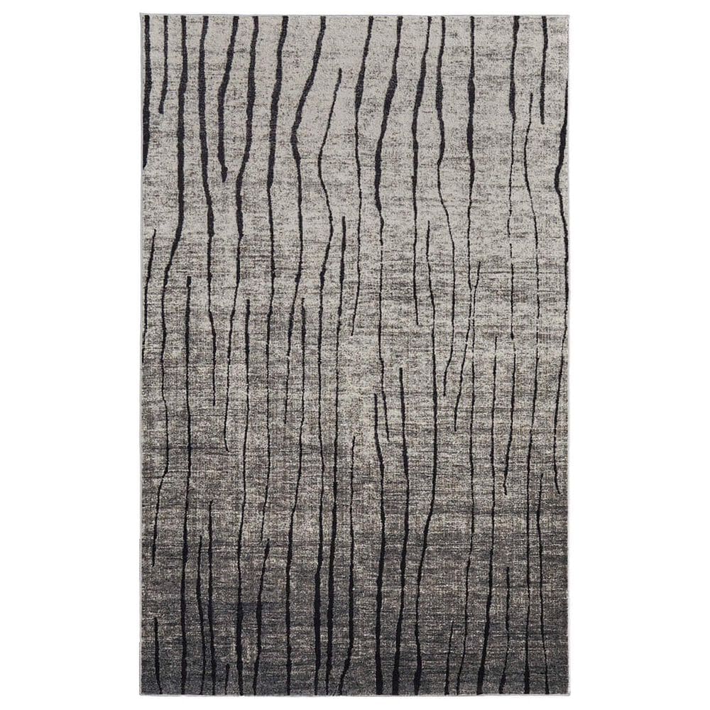 Feizy Kano Striped 7"10" x 10" Ivory and Charcoal Area Rug, , large