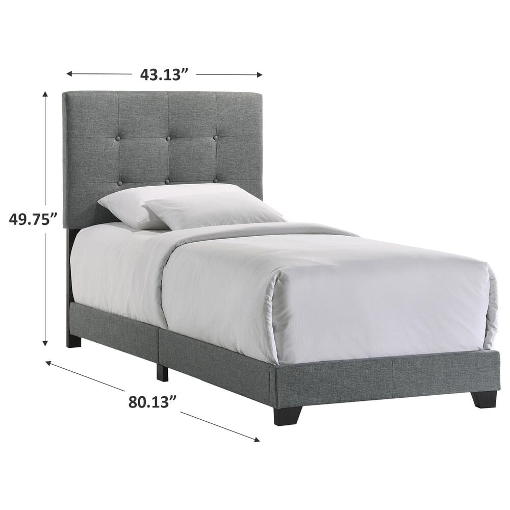 Hawthorne Furniture Addyson Upholstered Twin Panel Bed in Gunmetal, , large