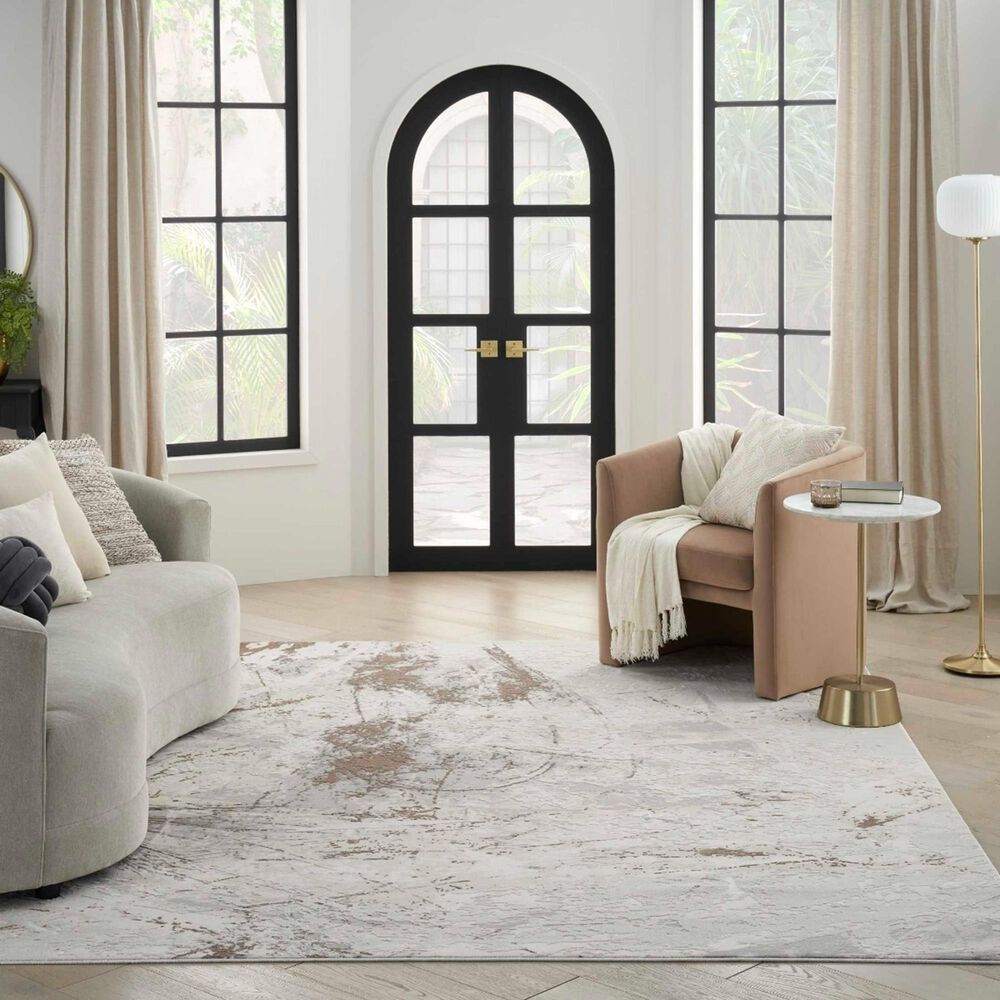 Nourison Desire Cream and Grey 9&#39; x 12&#39; Area Rug, , large
