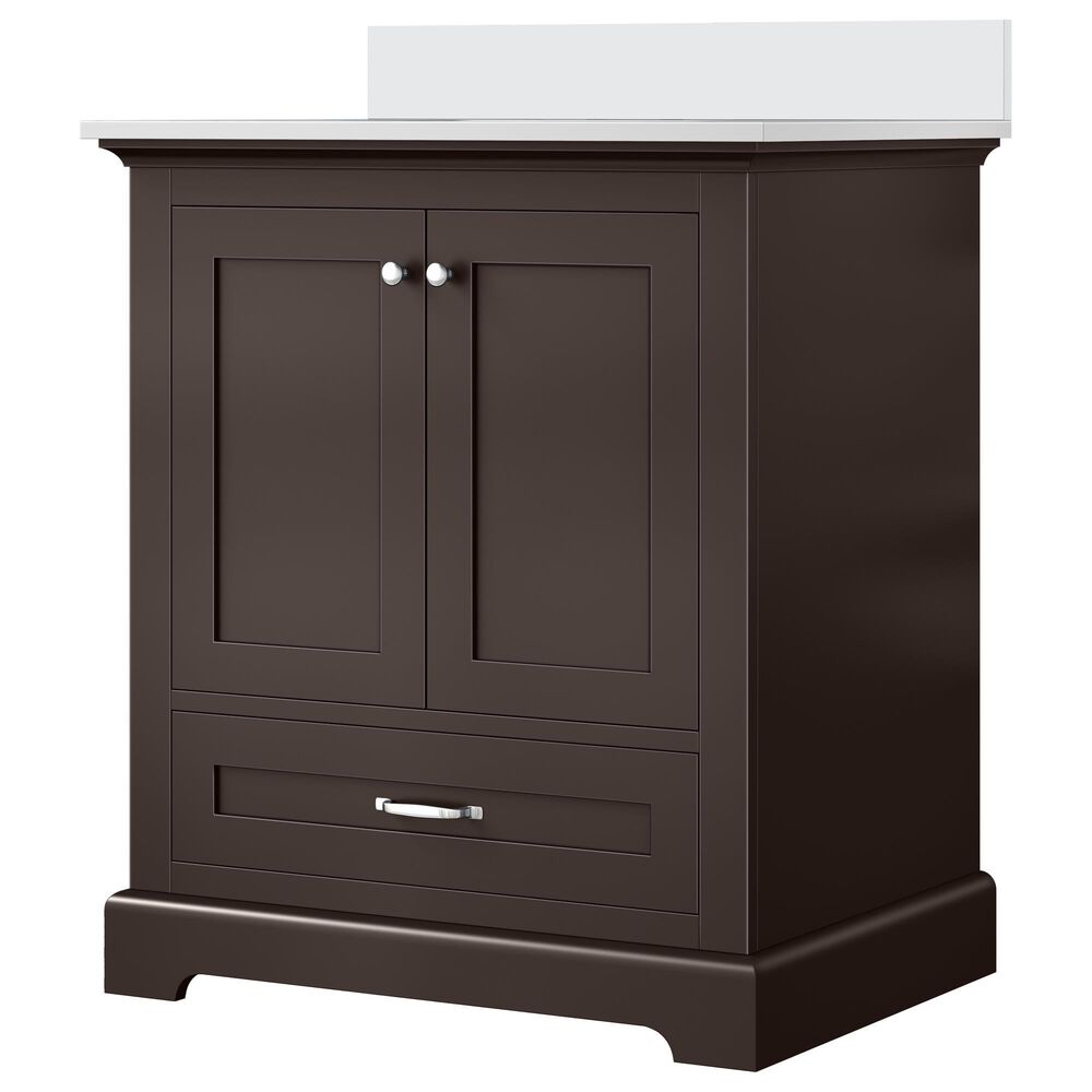 Lexora Home Dukes 30" Single Bathroom Vanity in Espresso with 2 cm White Cultured Marble Top and Rectangular Sink, , large