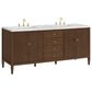 James Martin Vanities Myrrin 72" Double Vanity in Mid Century Walnut with 3 cm Carrara White Marble Top, , large