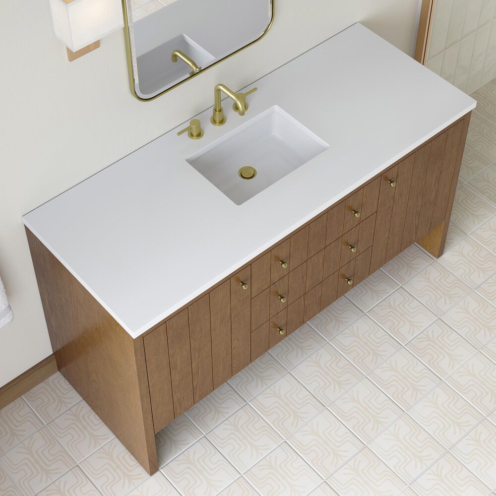 James Martin Hudson 60" Single Bathroom Vanity in Honey Oak with 3 cm Tajnar Eclos Top and Rectangular Sink, , large