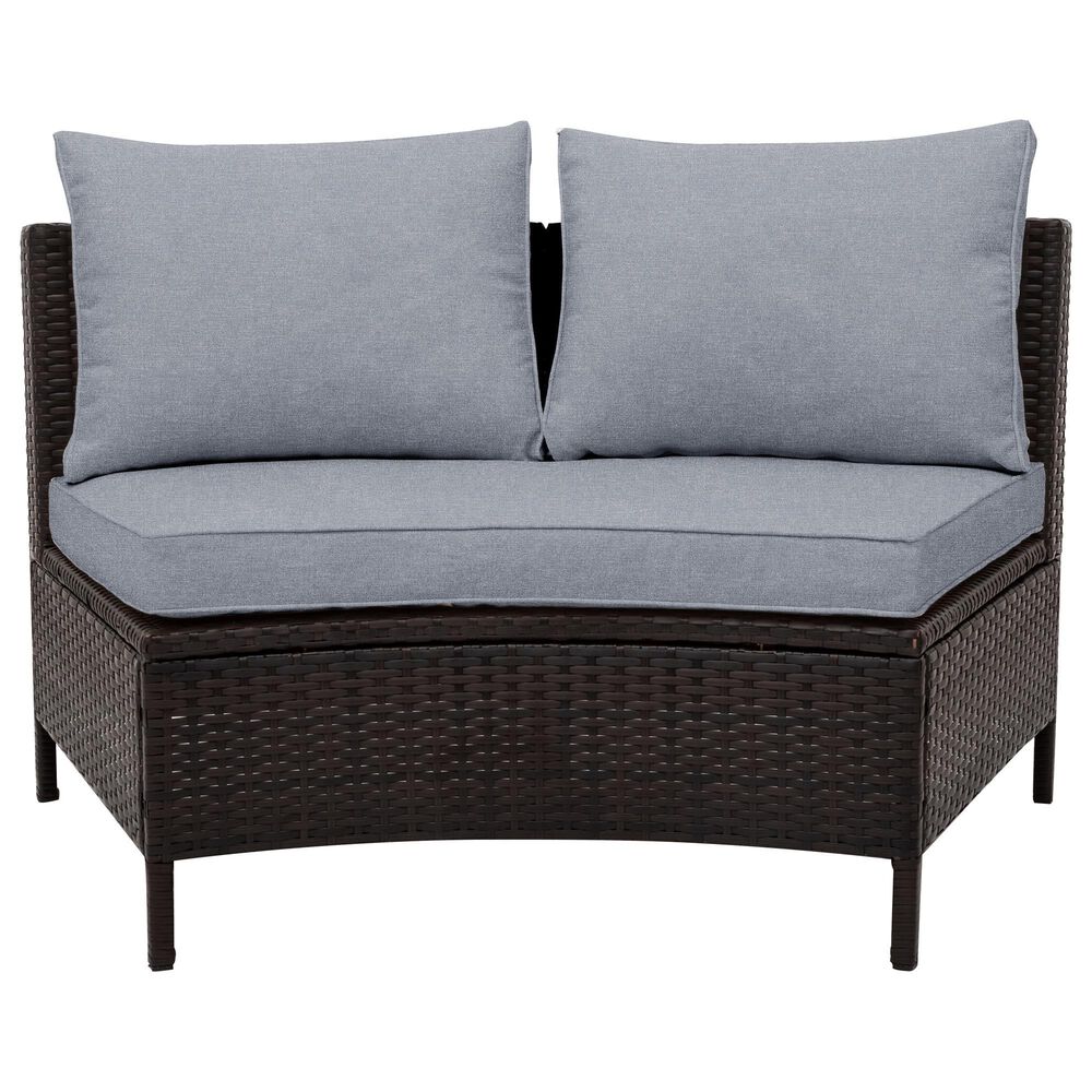 HOMLUX 5 Pieces All-Weather Brown PE Rattan Wicker Sofa Set in Grey, , large