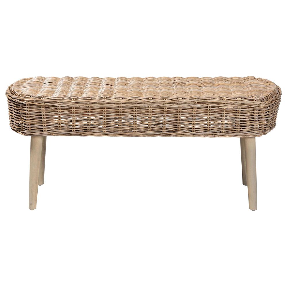 Baxton Studio Raisa Bench in Grey and Light Brown, , large