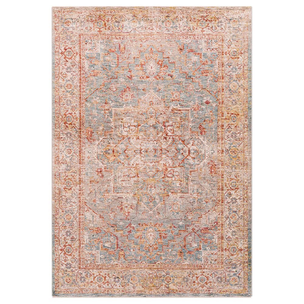Surya Mirabel 5" x 7"5" Teal, Aqua, Gray, Burnt Orange, Olive and Beige Area Rug, , large