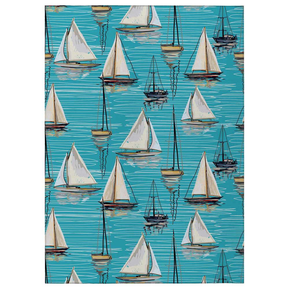 Dalyn Rug Company Harbor 9" x 12" Teal Indoor/Outdoor Area Rug, , large