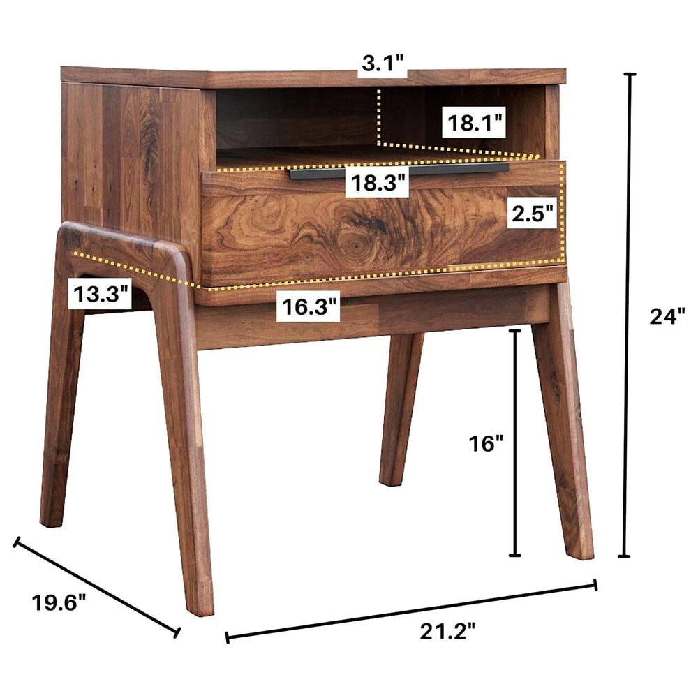 LH Imports Remix 1-Drawer Nightstand in Estelle Brown, , large