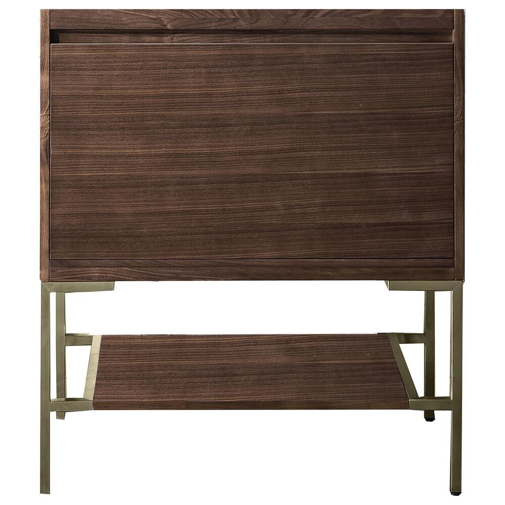 James Martin Vanities Mantova 31.5" Single Vanity Cabinet in Mid-Century Walnut and Champagne Brass, , large