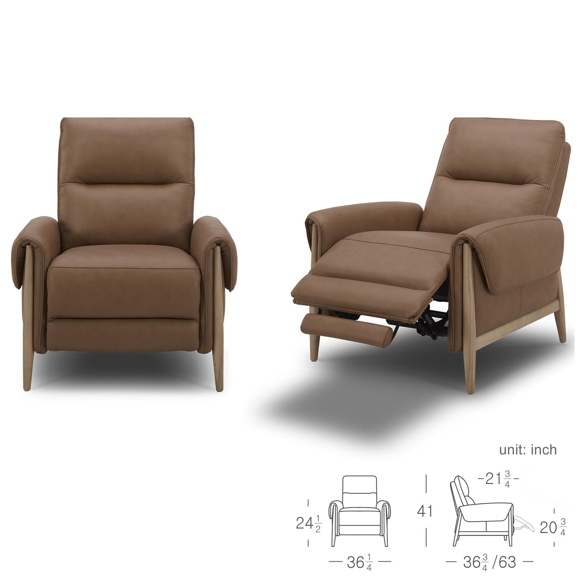 Interlochen High Leg Power Recliner in Aline Butternut