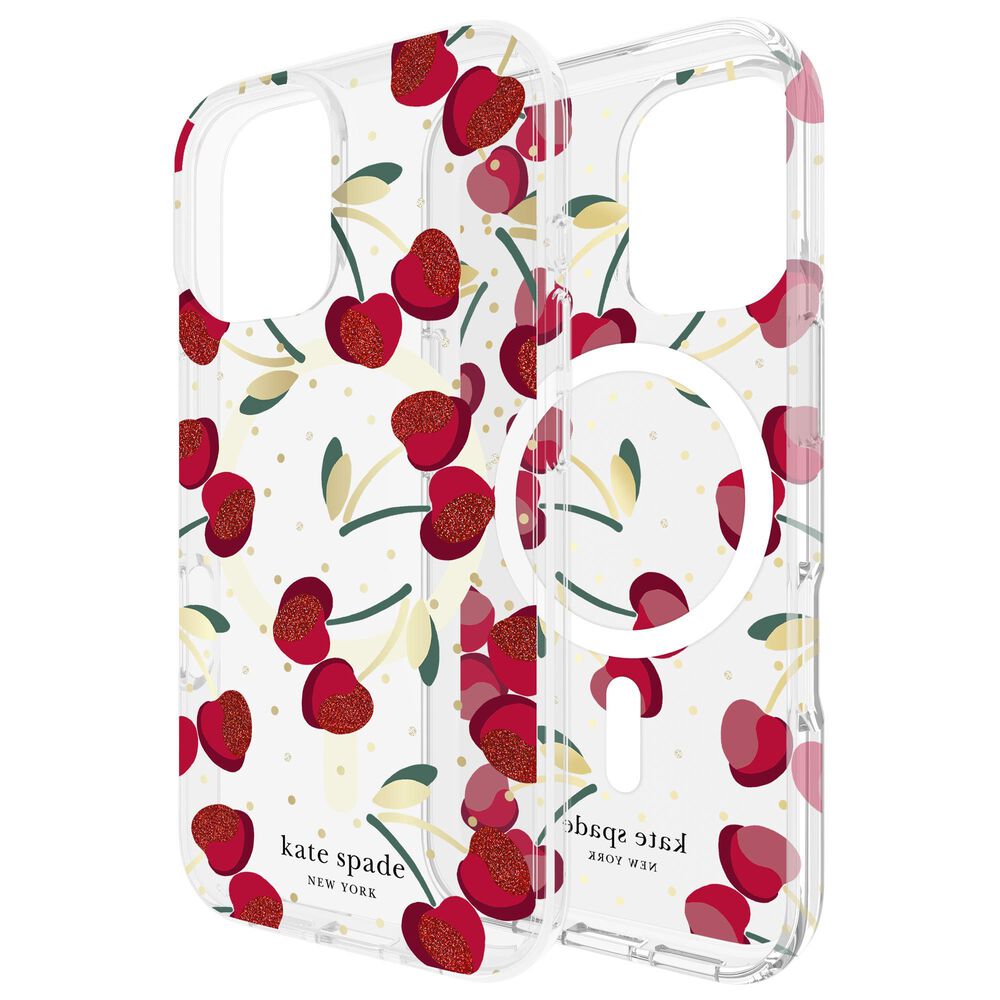Kate Spade Protective MagSafe Case for iPhone 16 in Cherry Dot, , large