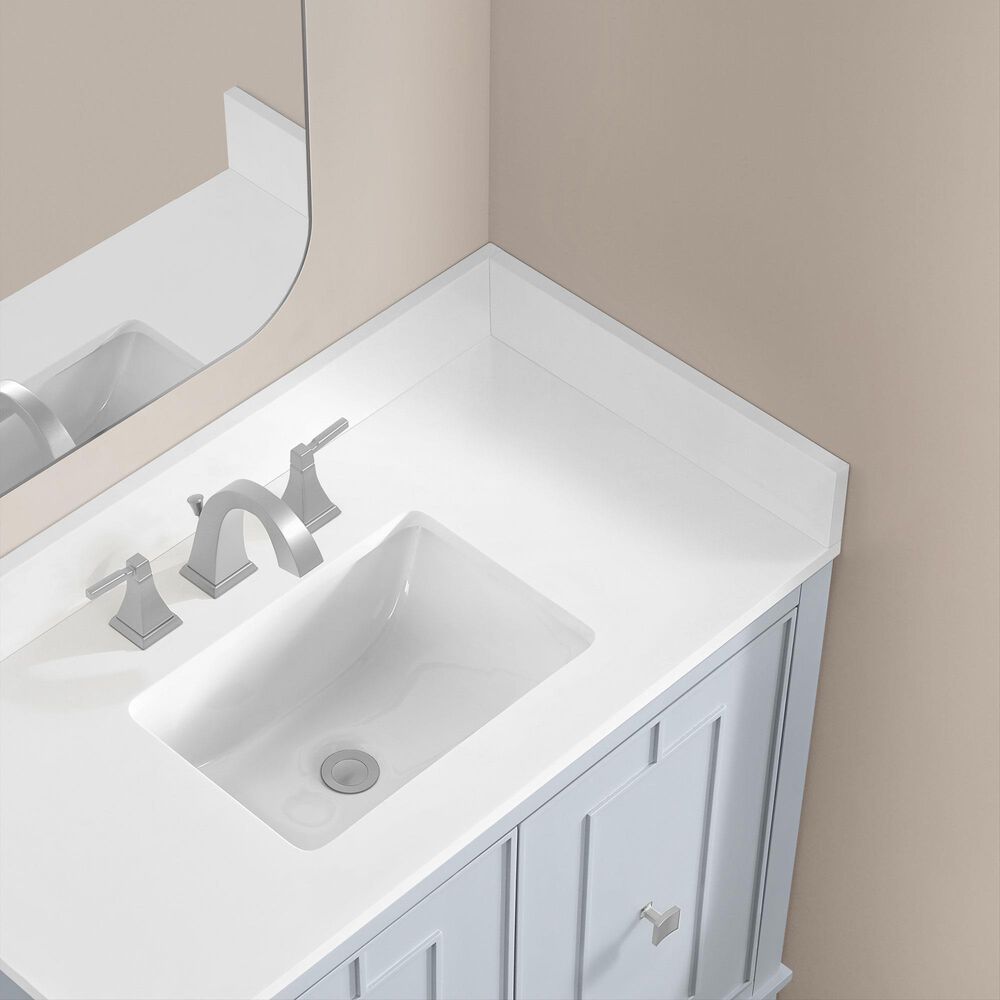 37B Kinsale 36" Single Bathroom Vanity Cabinet in Soft Blue with White Composite Stone Top and Backsplash, , large
