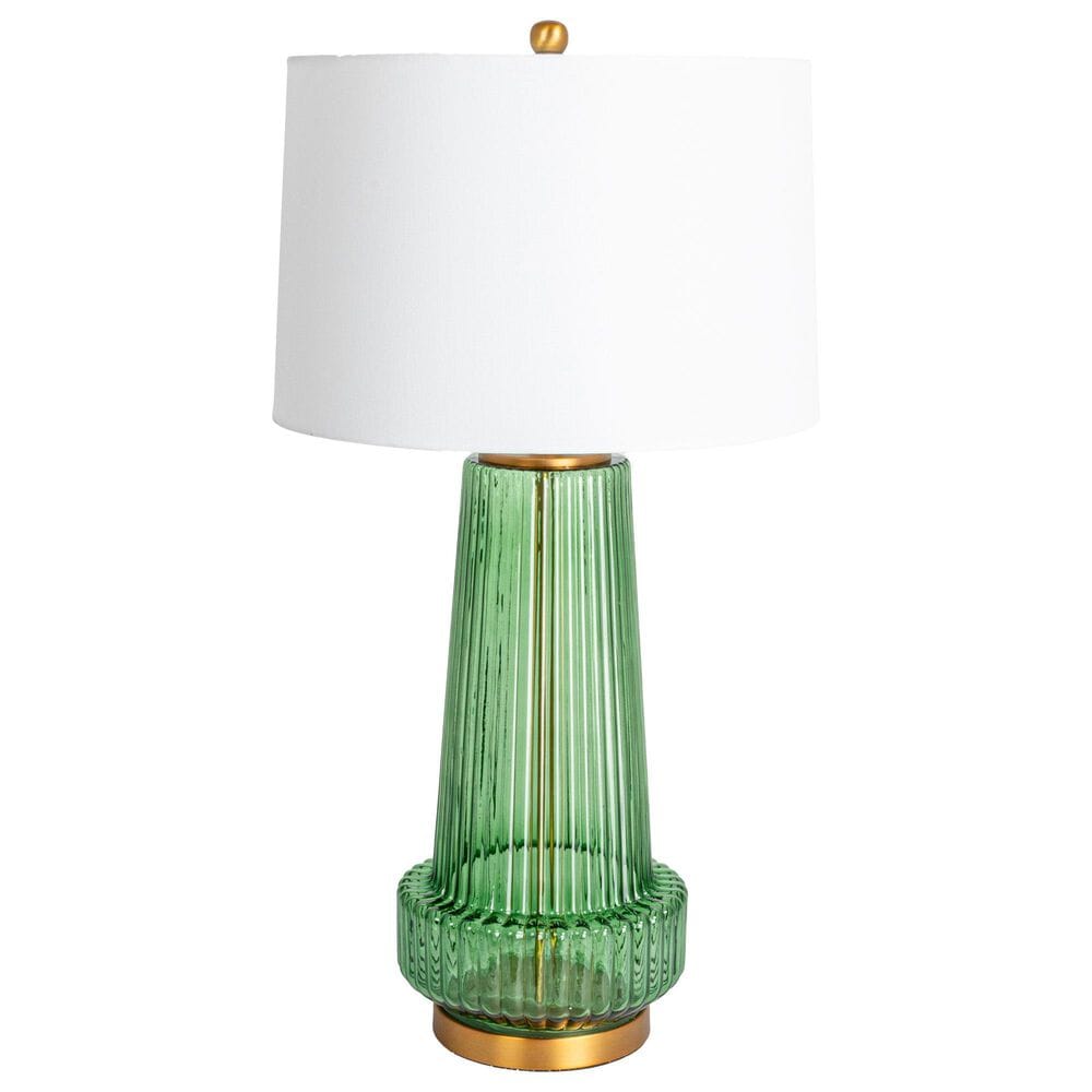 Creative Coop Bernadette Ribbed Glass Table Lamp in Green, , large