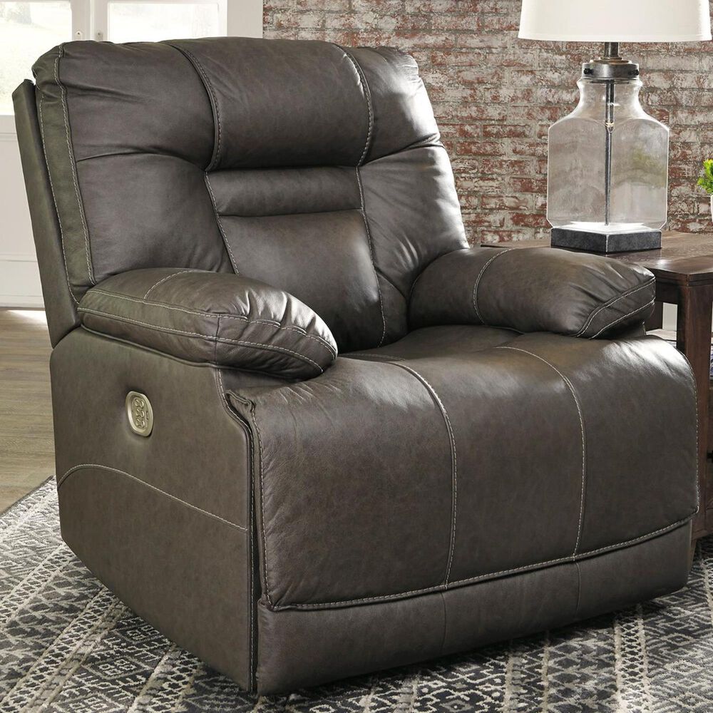 Ashley Wurstrow Power Recliner with Adjustable Headrest in Smoke, , large
