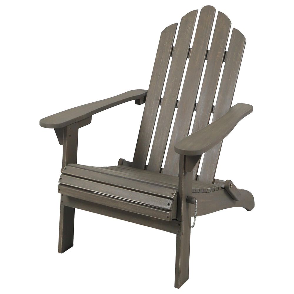 Hearth and Haven Hollywood Outdoor Foldable Adirondack Chair with Straight Armrests in Grey, , large