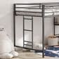 Hearth and Haven Adam Twin Loft Bunk Bed with Cinnamon Wood Shelf in Black, , large