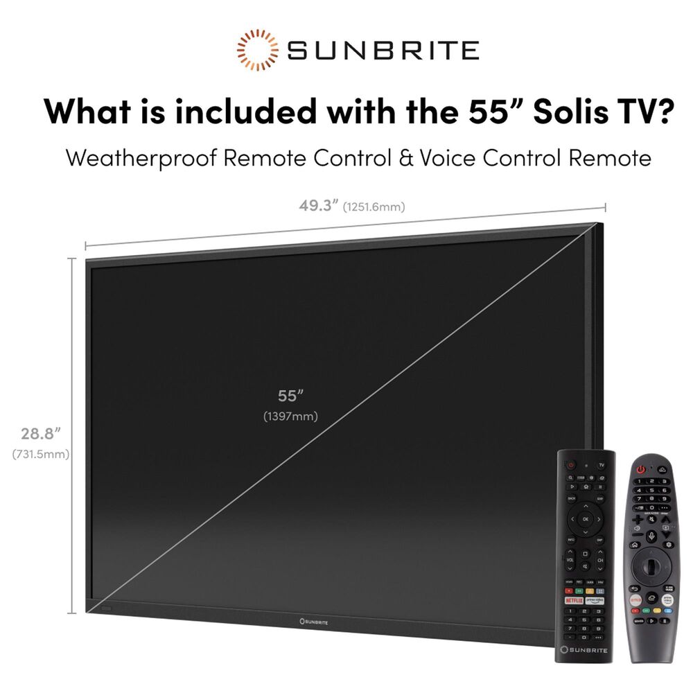 Sunbrite 55&quot; Solis Series - Full Sun - 4K UHD HDR in Black - Smart Outdoor TV, , large