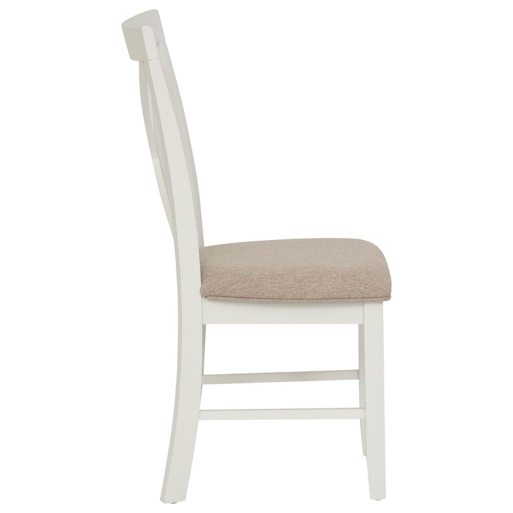 Linon Home Decor Jane Side Chair with Light Tan Cushion in Vanilla White, , large