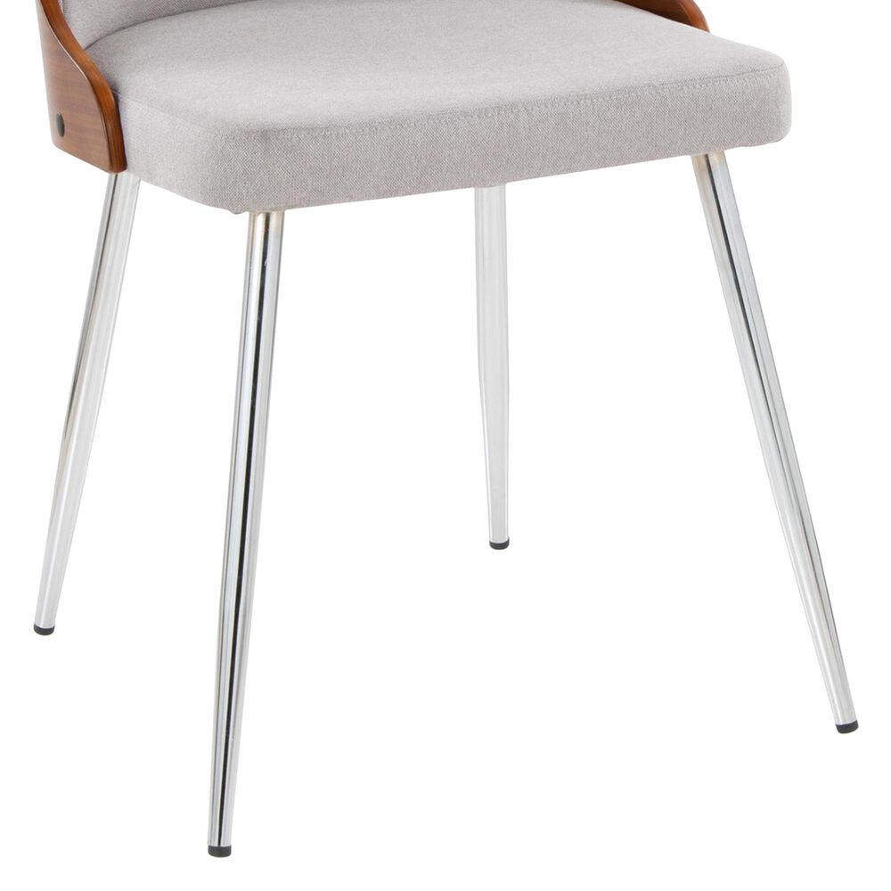 Lumisource Anabelle Side Chair with Grey Cushion in Chrome and Walnut &#40;Set of 2&#41;, , large