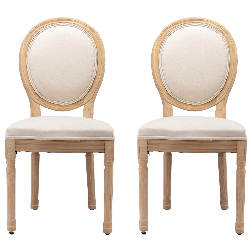 Hearth and Haven Upholstered Side Chair in Beige (Set of 2), , large