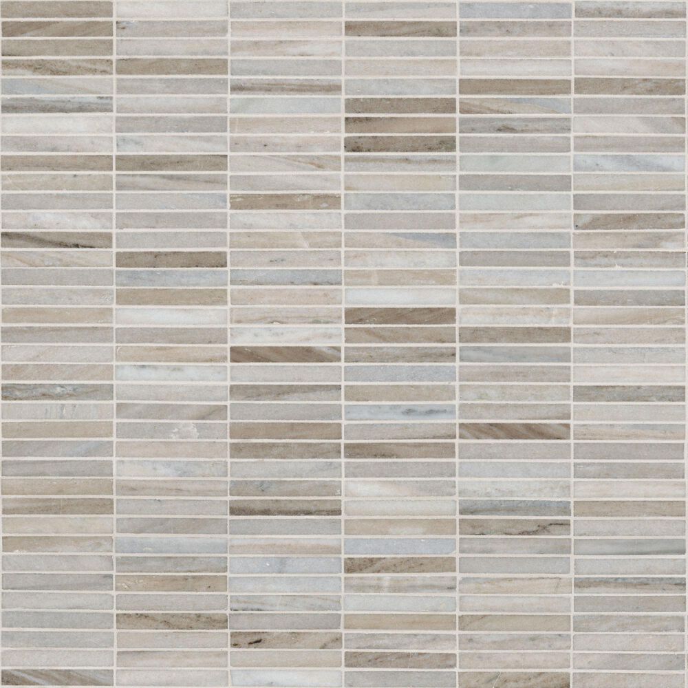 MS International Ravello 5/8" x 4" Rectangle on 12" x 12" Polished Marble Mosaic Sheet, , large
