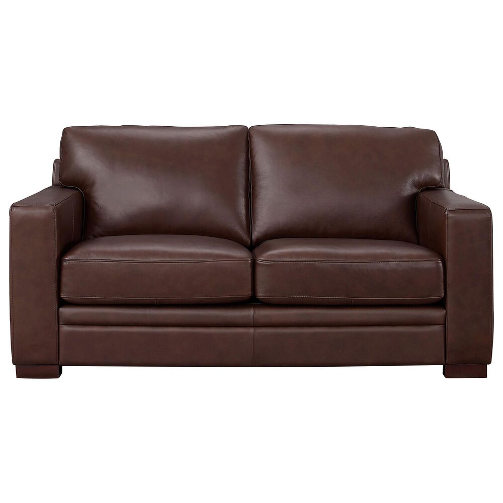 Amax Leather Chatsworth Stationary Loveseat in Raisin Brown, , large