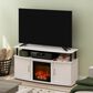 HOMLUX 47" TV Stand with Electric Fireplace and 2 Doors in White and Black, , large