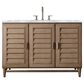 James Martin Vanities Portland 48" Single Bathroom Vanity in Whitewashed Walnut with 3 cm Carrara White Marble Top and Rectangular Sink, , large